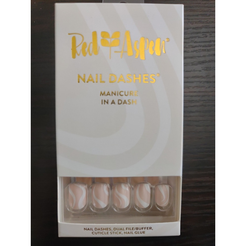 Red Aspen Nail Dashes- Swirls & Whirls, Roberta NEW Short nails Pop on Manicure